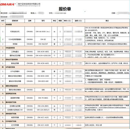 邁世免費提供數據中心機房監控設備配置清單